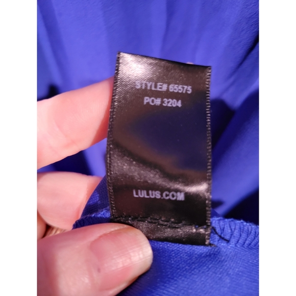 LULUS Royal Blue Lace Up Cut Out Maxi Dress Short Sleeve Flowy Crew Neck Size L - Picture 5 of 5